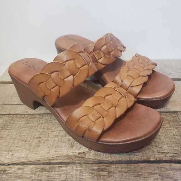 B.O.C. Braided JILLIAN Slides Sandals Block Heel 7 - Picture 1 of 7